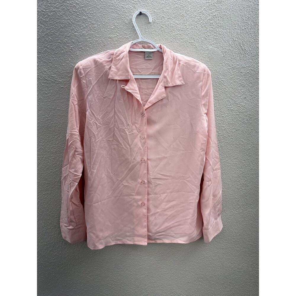 Womens Notations Shirt Size Small Pink Long Sleeve Button Up